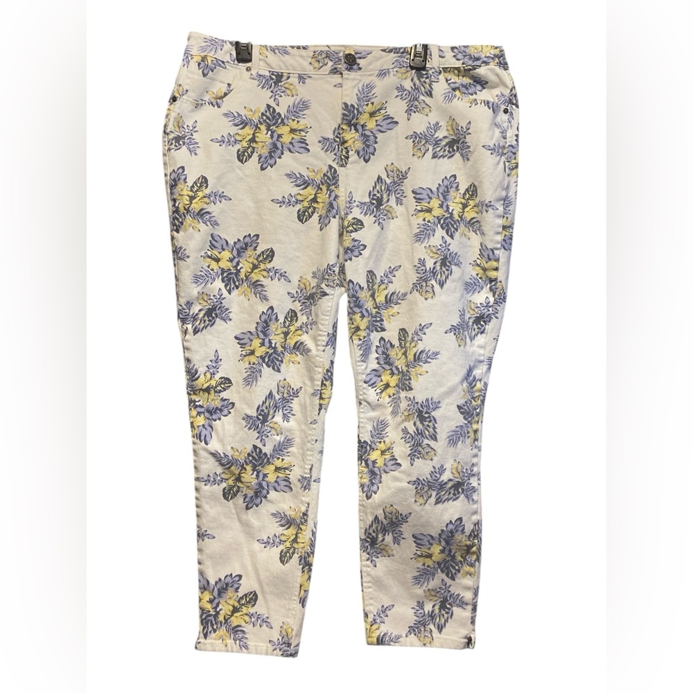 Roz & Ali Cream and Yellow Botanical Jeans - Picture 1 of 7